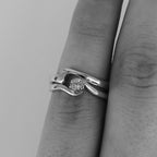 18ct Yellow Gold Wave Diamond Set