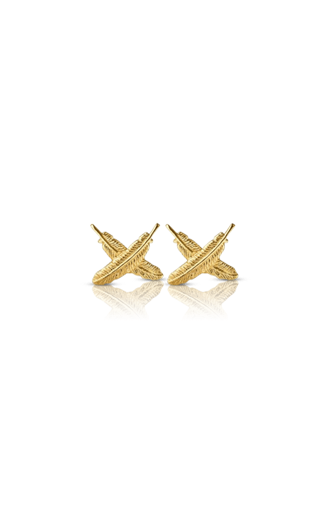 Gold Mini Feather Kisses Studs