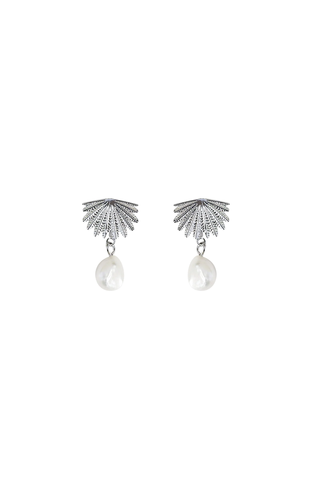 Silver Fan Tail Pearl Studs