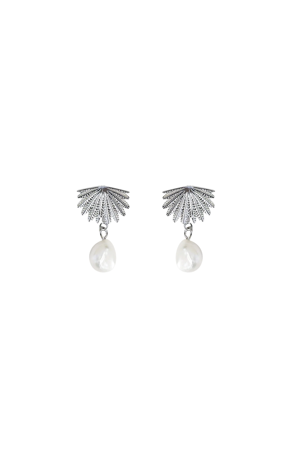 Silver Fan Tail Pearl Studs