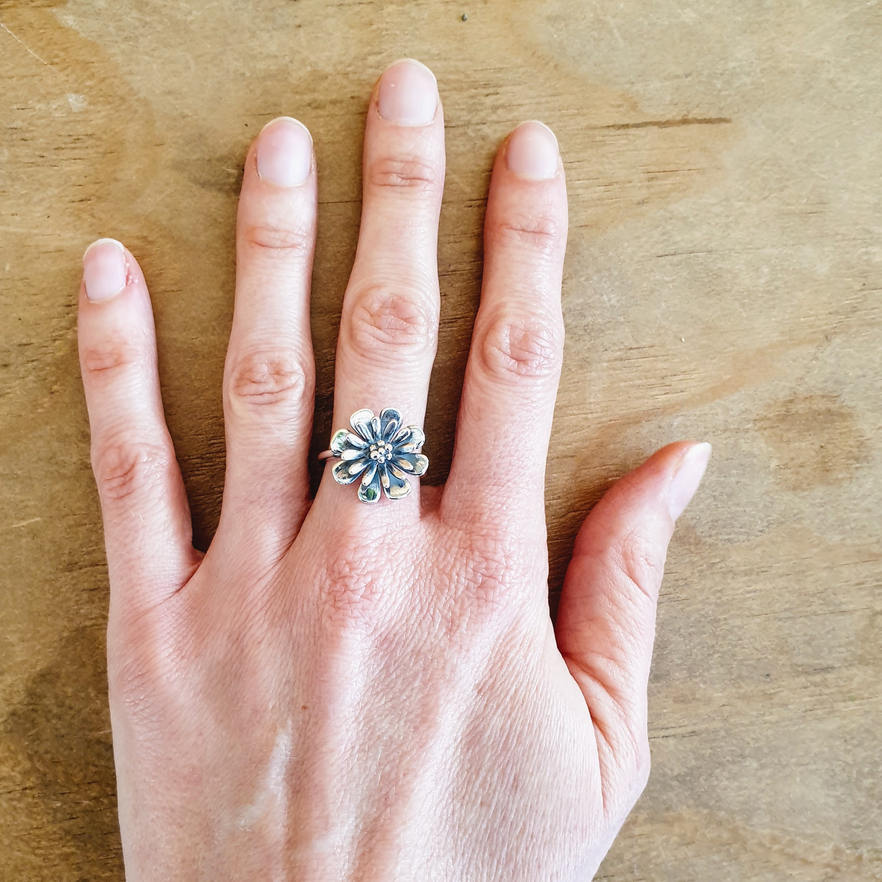Eternal Bloom: Flower Ring In Silver