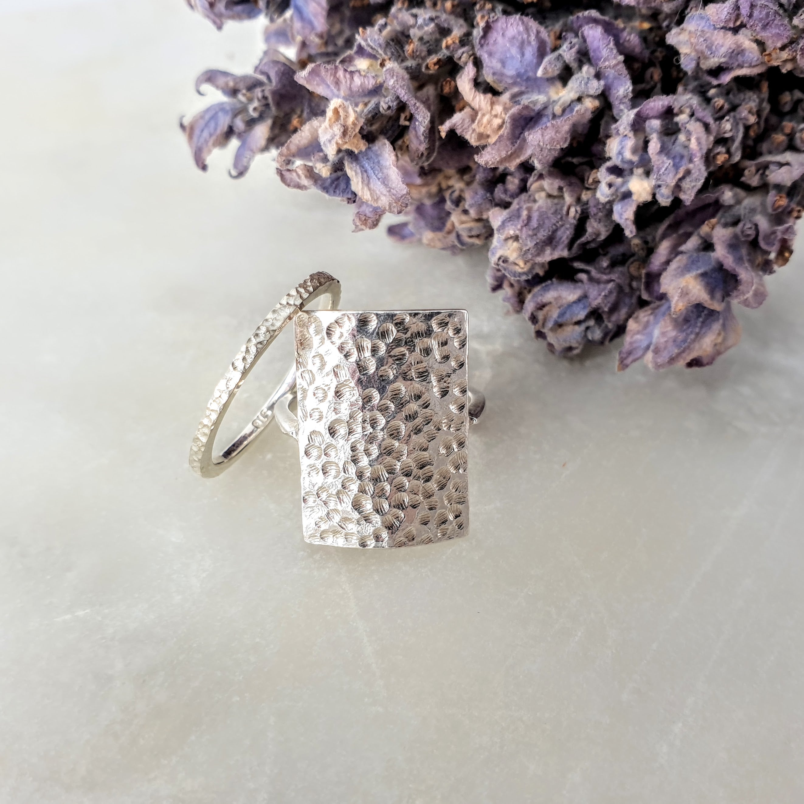 Textured Rectangle Ring