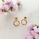 Patterned Circle Studs in 9ct Yellow