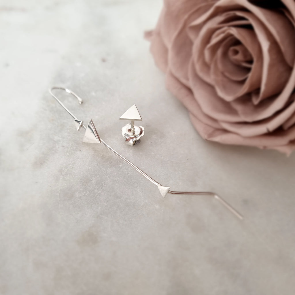 Unleash Your Inner Power: The Fierce Climber Earrings With Triangle Stud