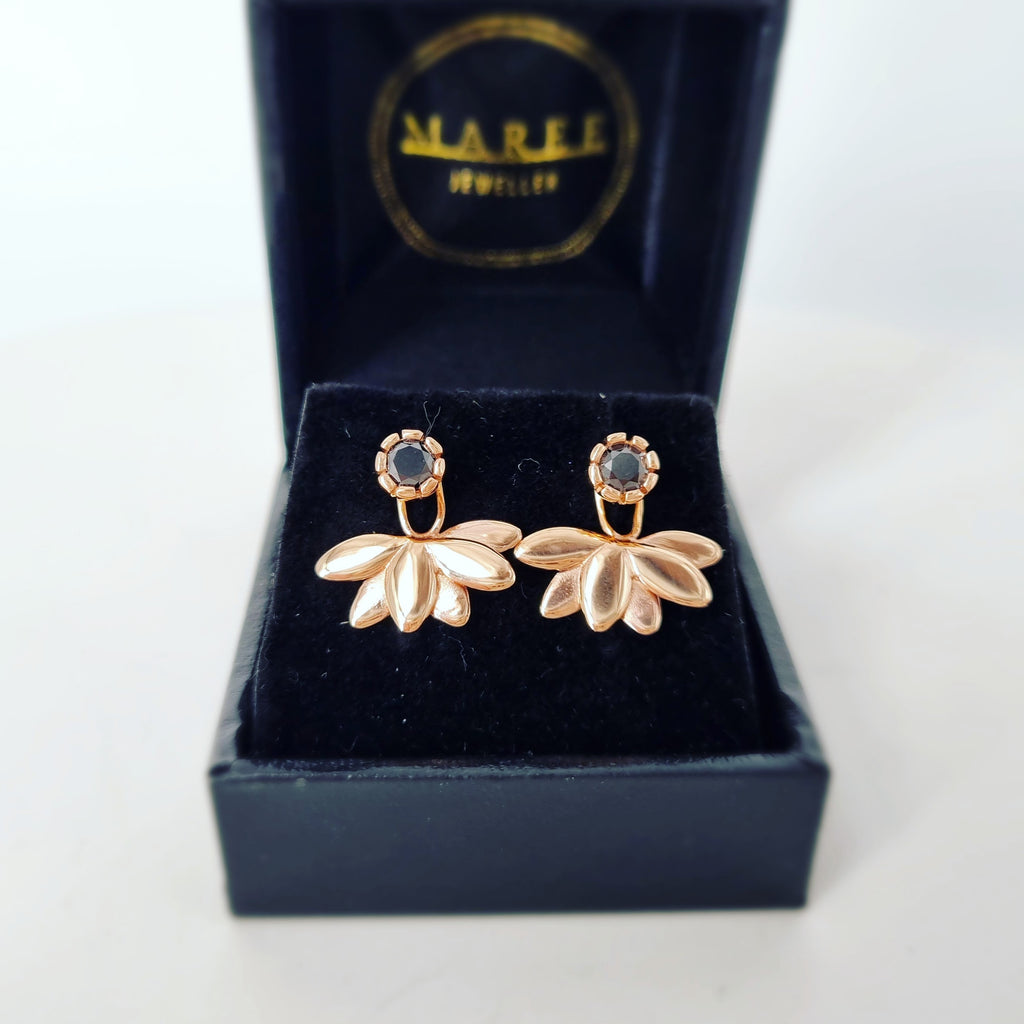 Two Looks, Twice the Allure: Black Diamond Leaf Earrings