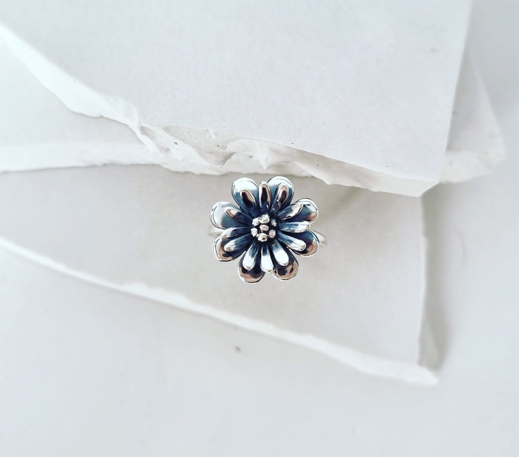 Eternal Bloom: Flower Ring In Silver