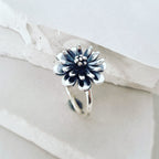 Eternal Bloom: Flower Ring In Silver