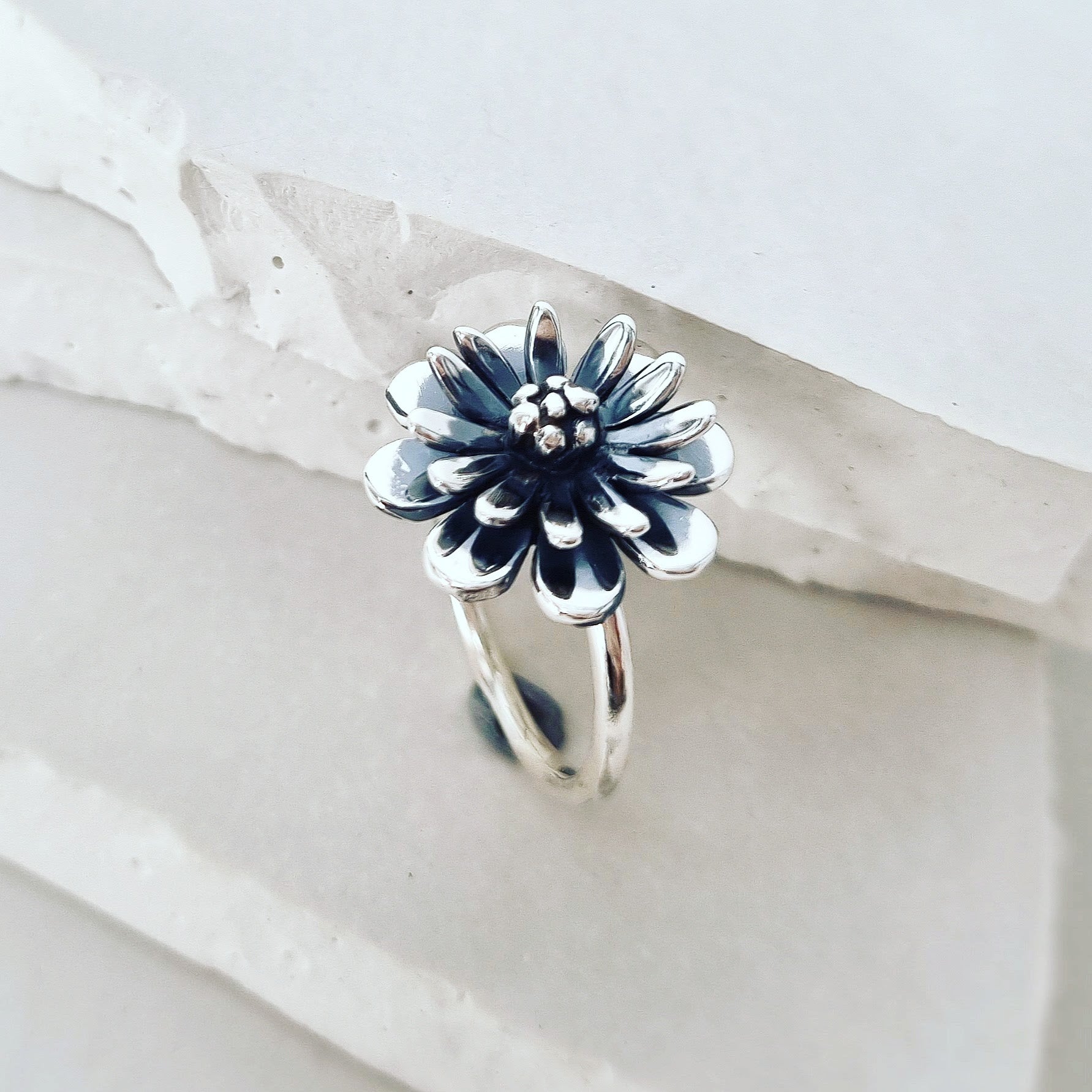Eternal Bloom: Flower Ring In Silver