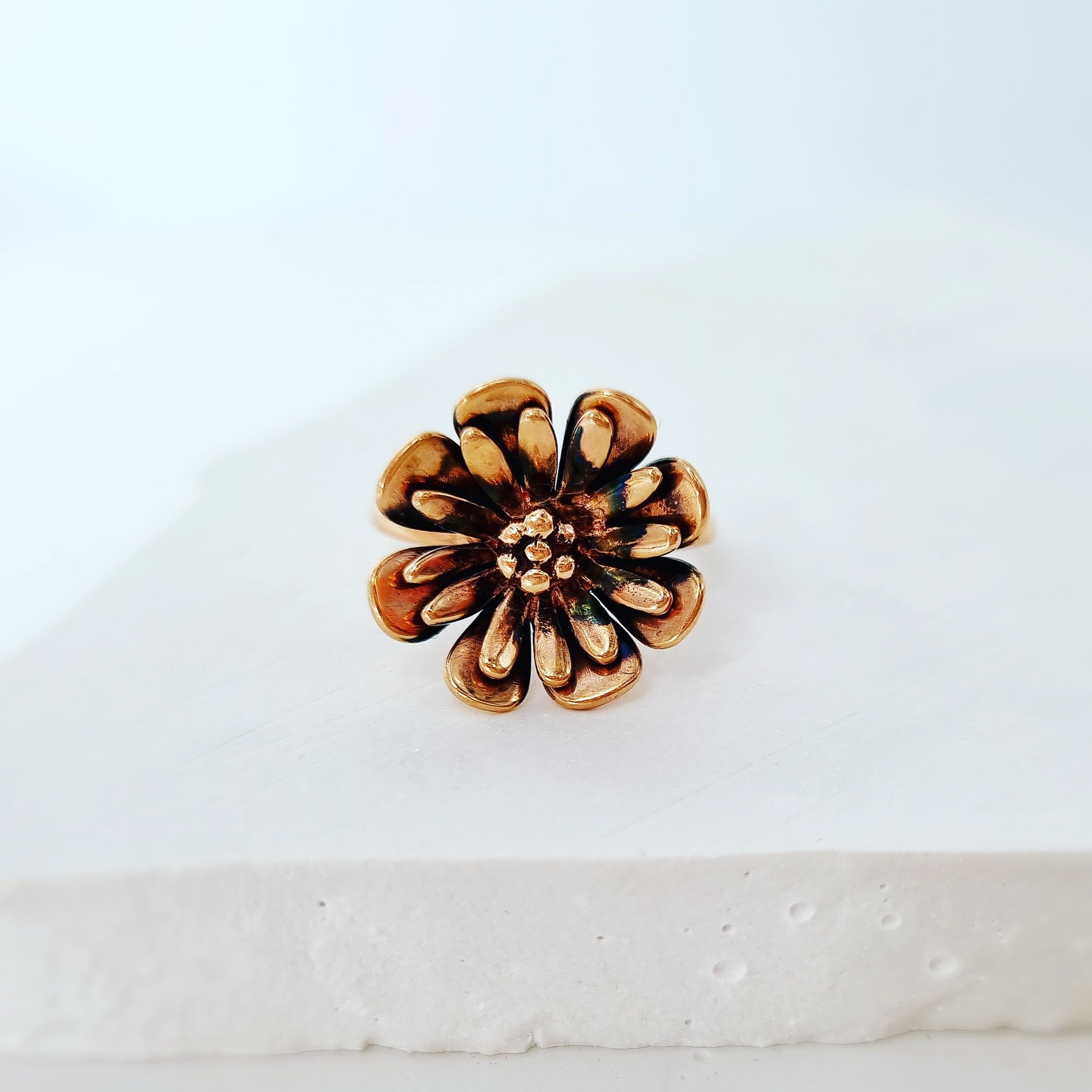 Eternal Bloom: Flower Ring In 9ct Red Gold