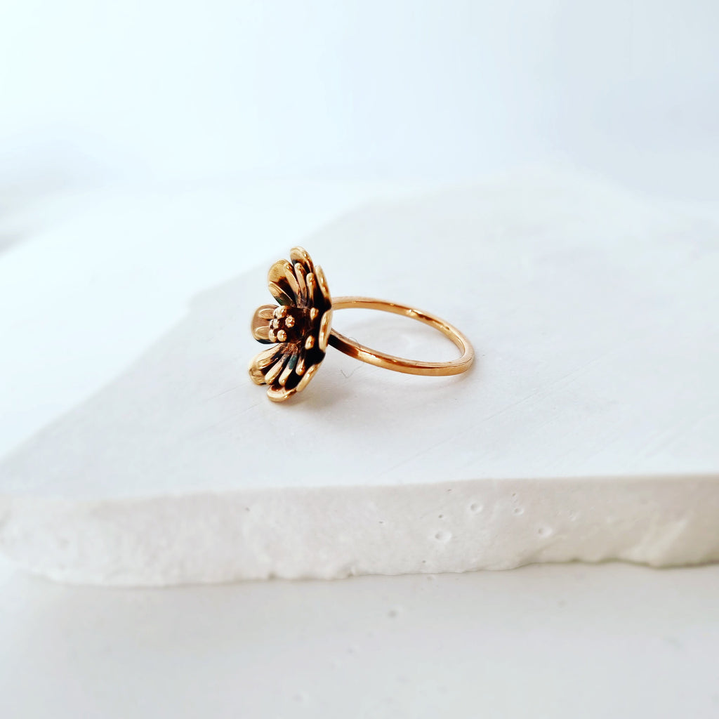 Eternal Bloom: Flower Ring In 9ct Red Gold