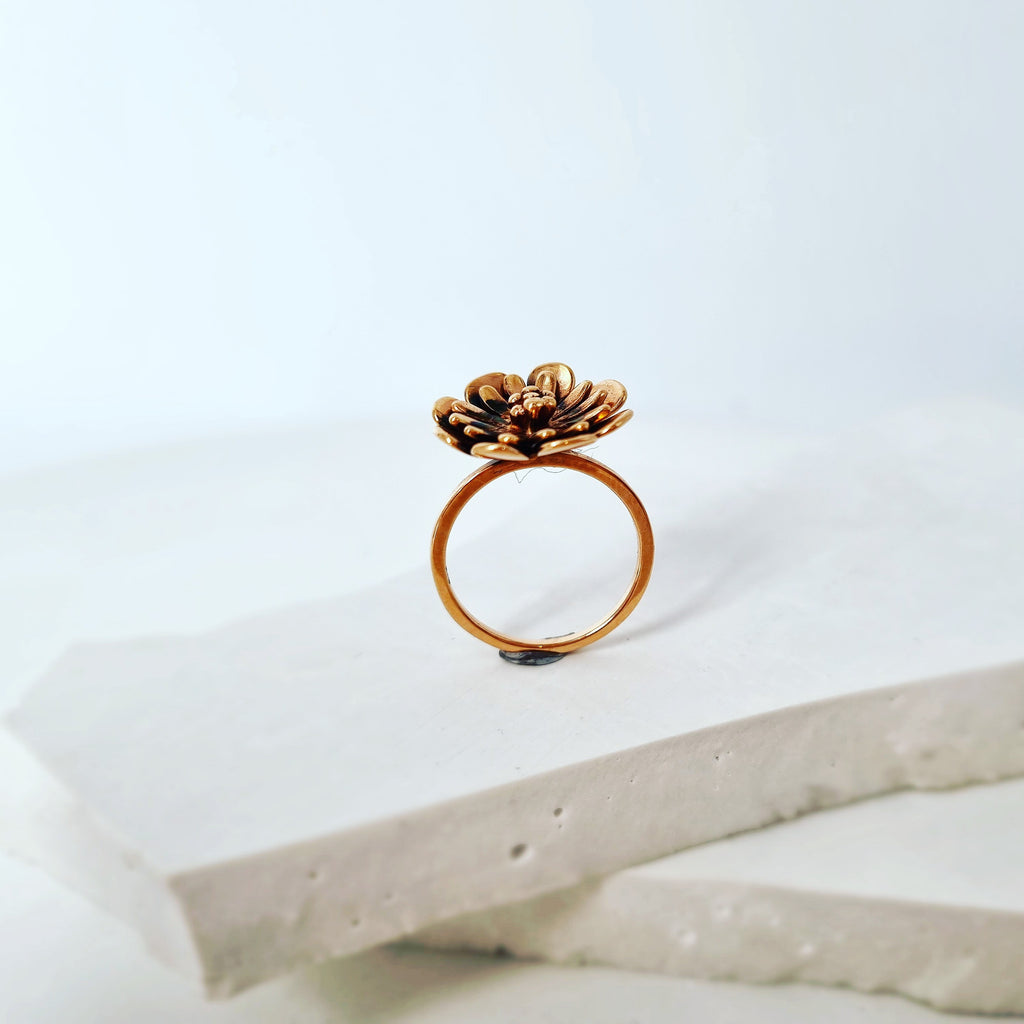 Eternal Bloom: Flower Ring In 9ct Red Gold