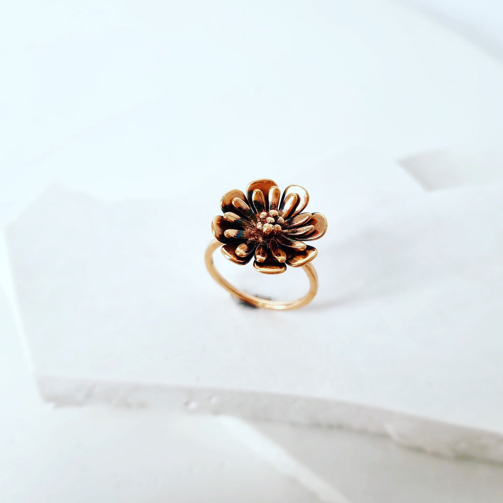 Eternal Bloom: Flower Ring In 9ct Red Gold