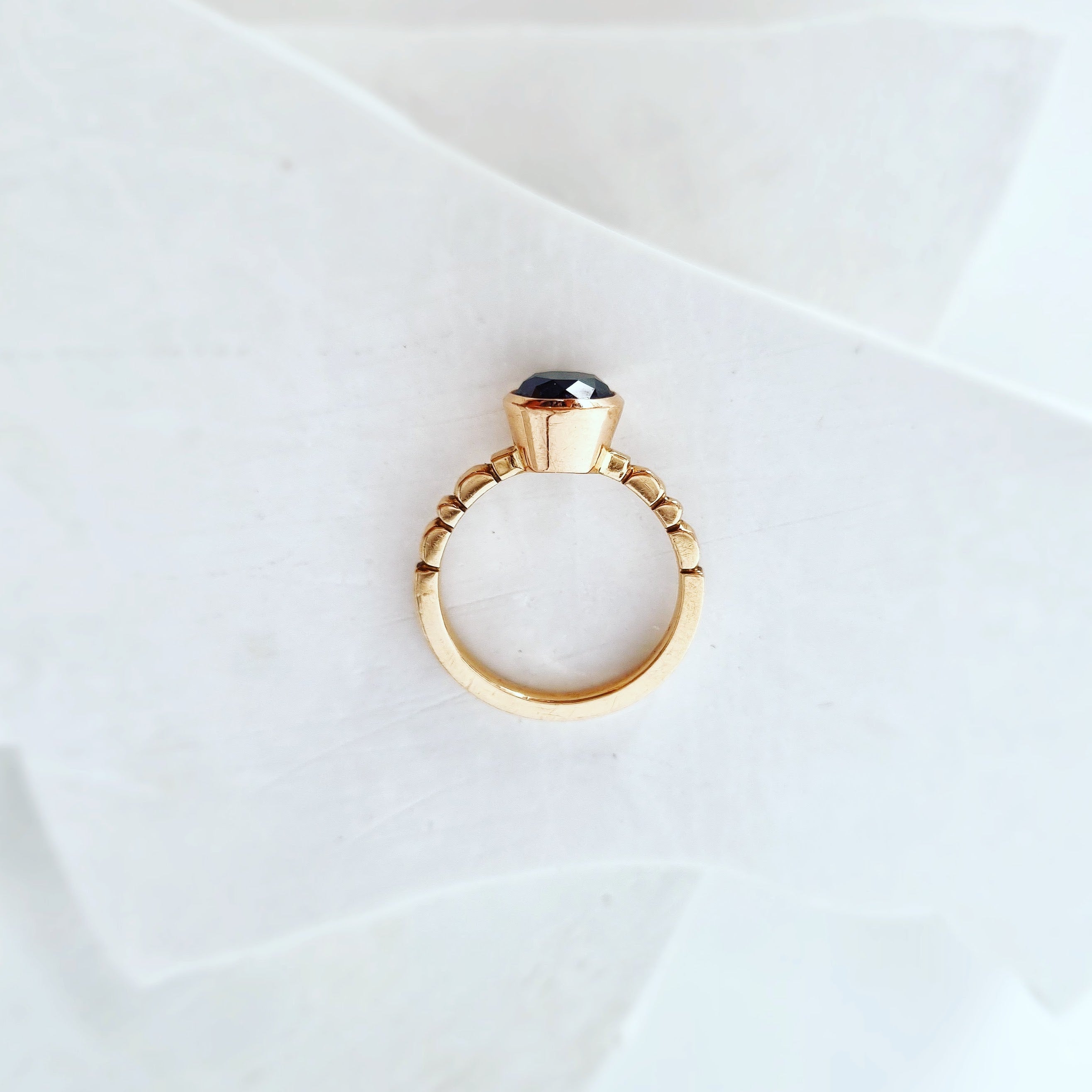 Embrace Bold Elegance: The Black Diamond Scallop Ring