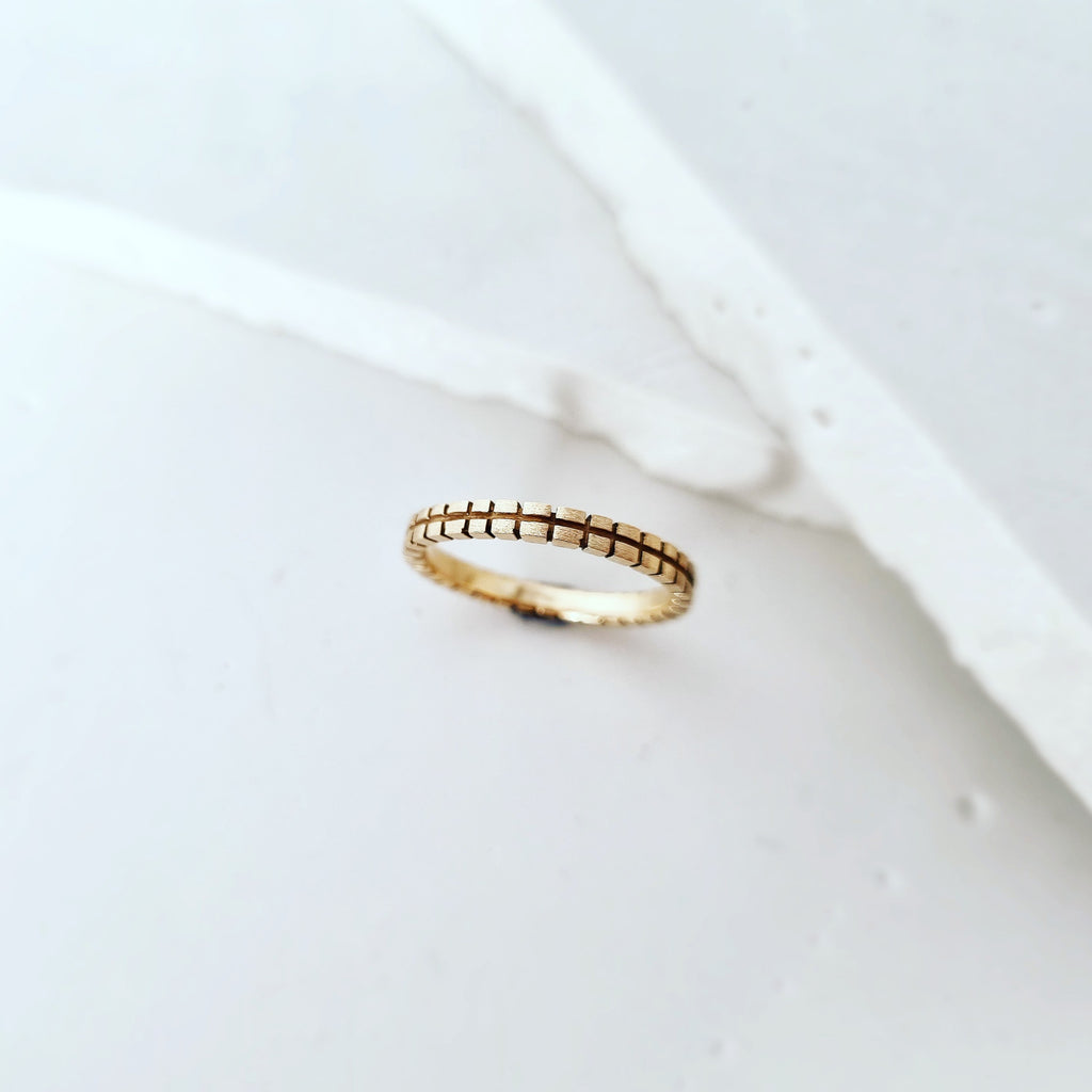 Discover Your Signature Stack: Checked Stacking Ring