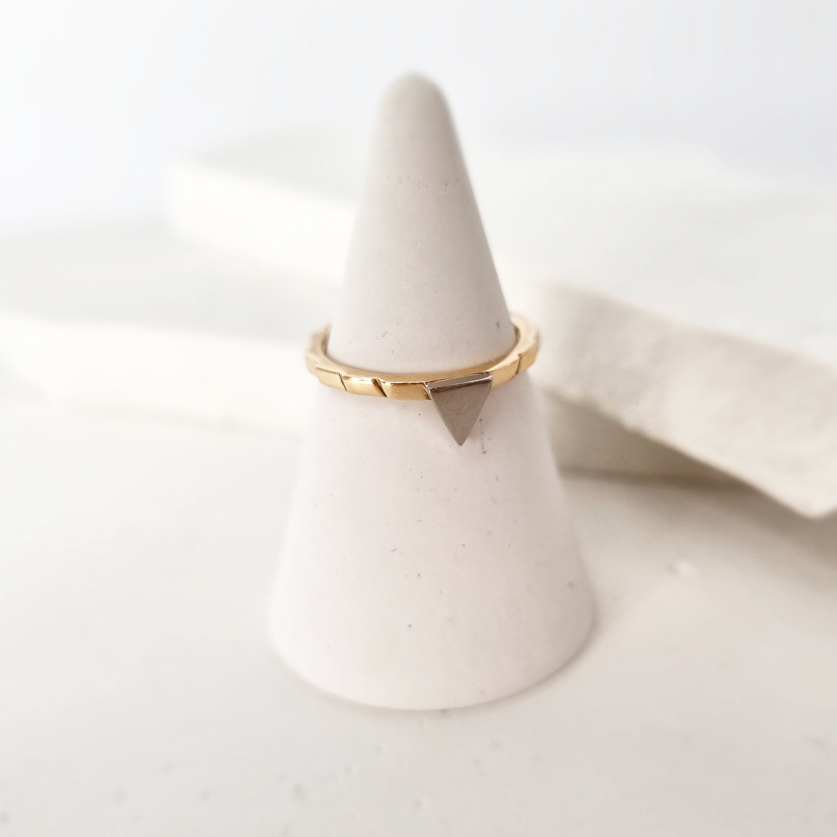 Discover Your Signature Stack: Triangle Two Tone Stacking Ring In 9ct Gold