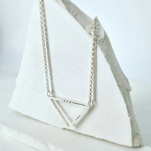 Triangle Pendant with Long Silver Chain