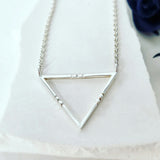 Triangle Pendant with Long Silver Chain