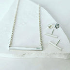 Narrow Horizontal Bar Pendant with Chain