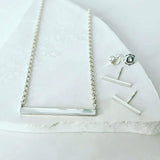 Narrow Horizontal Bar Pendant with Chain