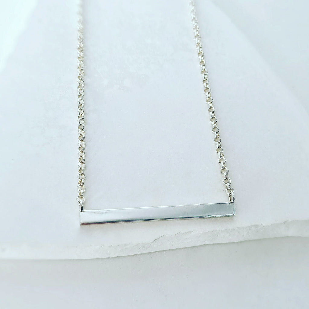 Narrow Horizontal Bar Pendant with Chain