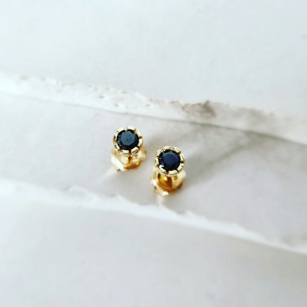 Elevate Your Everyday: 9ct Yellow Gold Black Diamond Studs