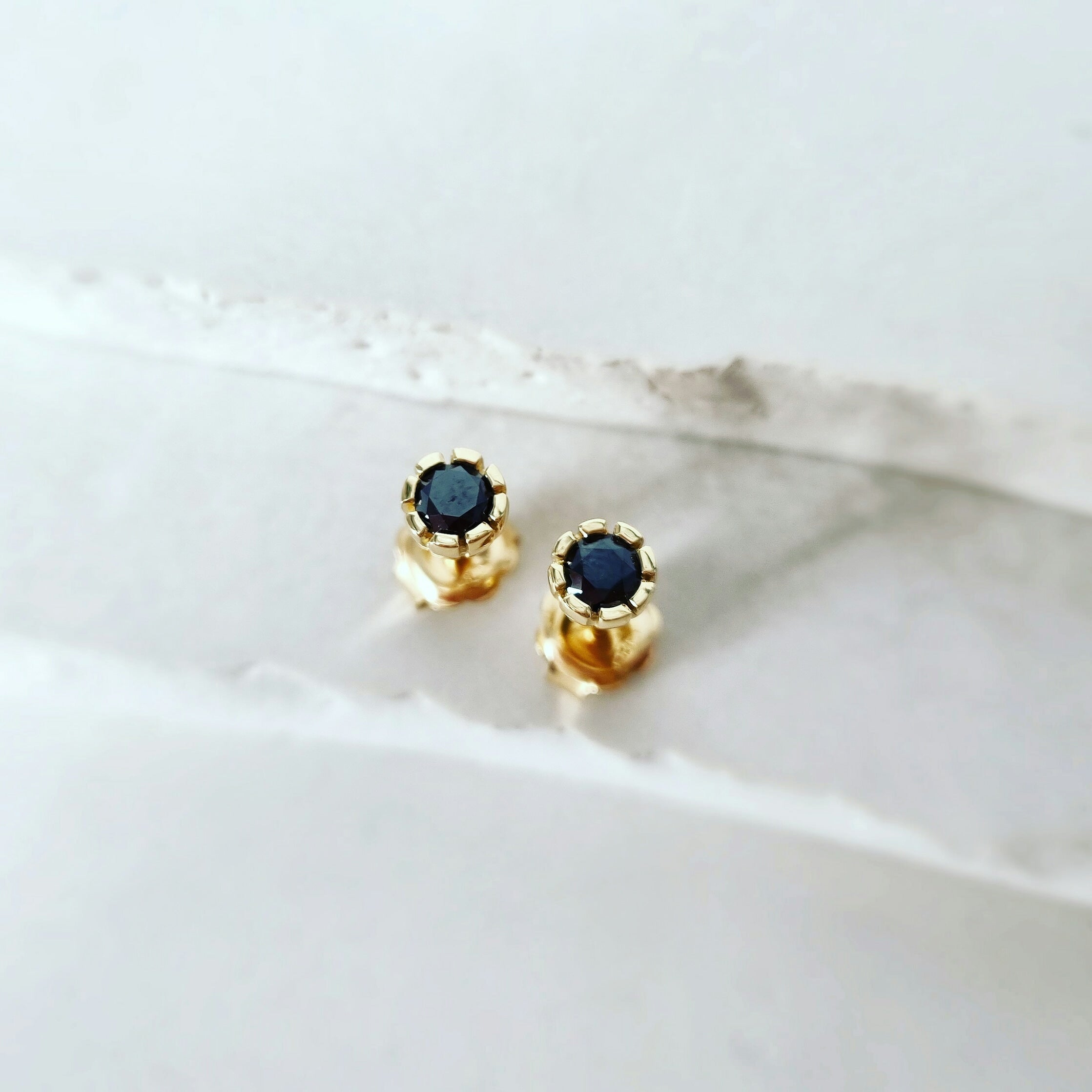 Elevate Your Everyday: 9ct Yellow Gold Black Diamond Studs