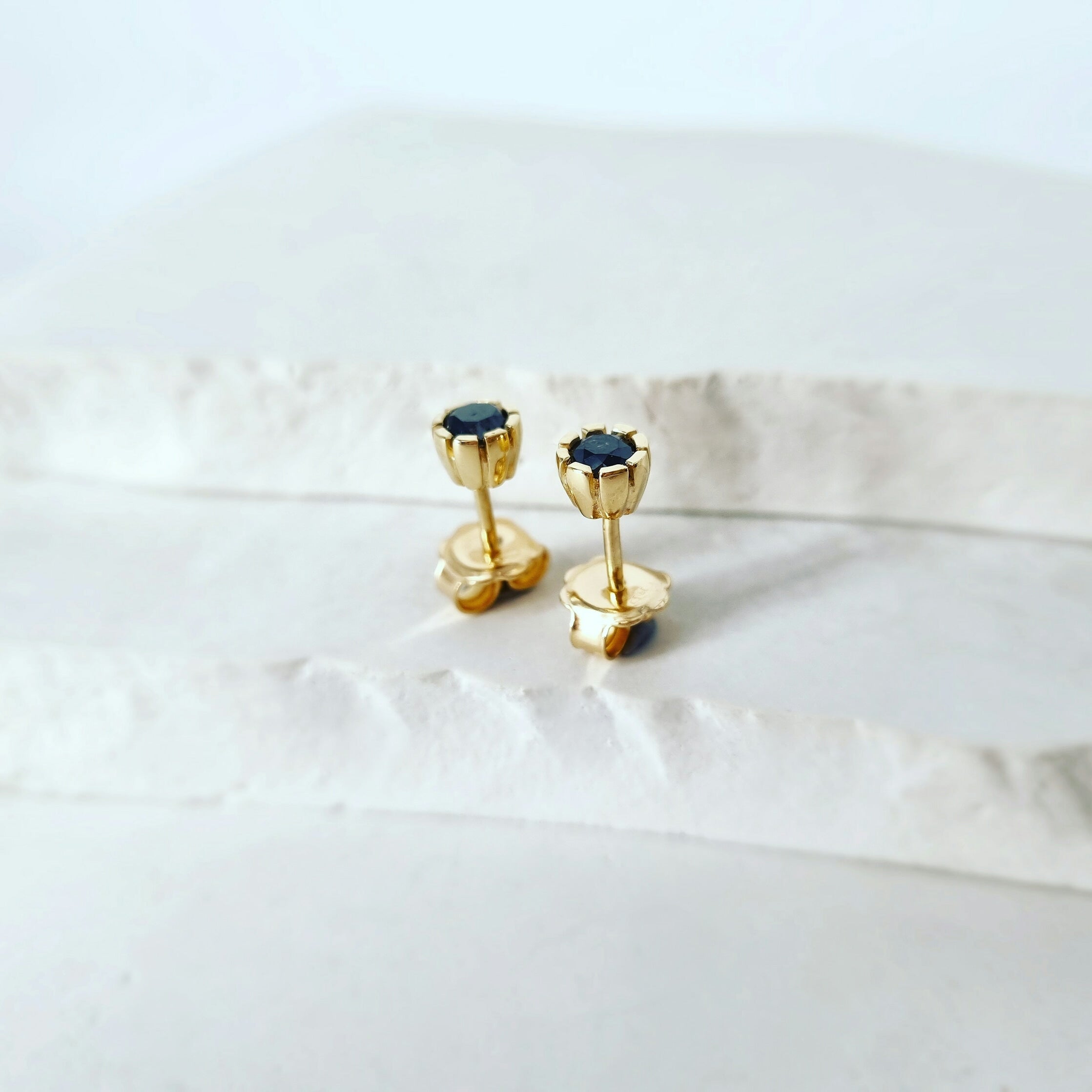 Elevate Your Everyday: 9ct Yellow Gold Black Diamond Studs