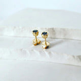 Black Diamond Stud in 9ct Yellow Gold