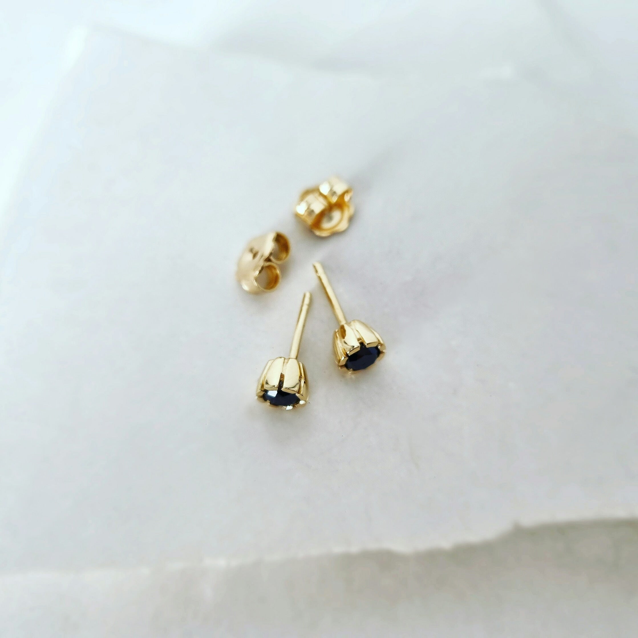 Elevate Your Everyday: 9ct Yellow Gold Black Diamond Studs