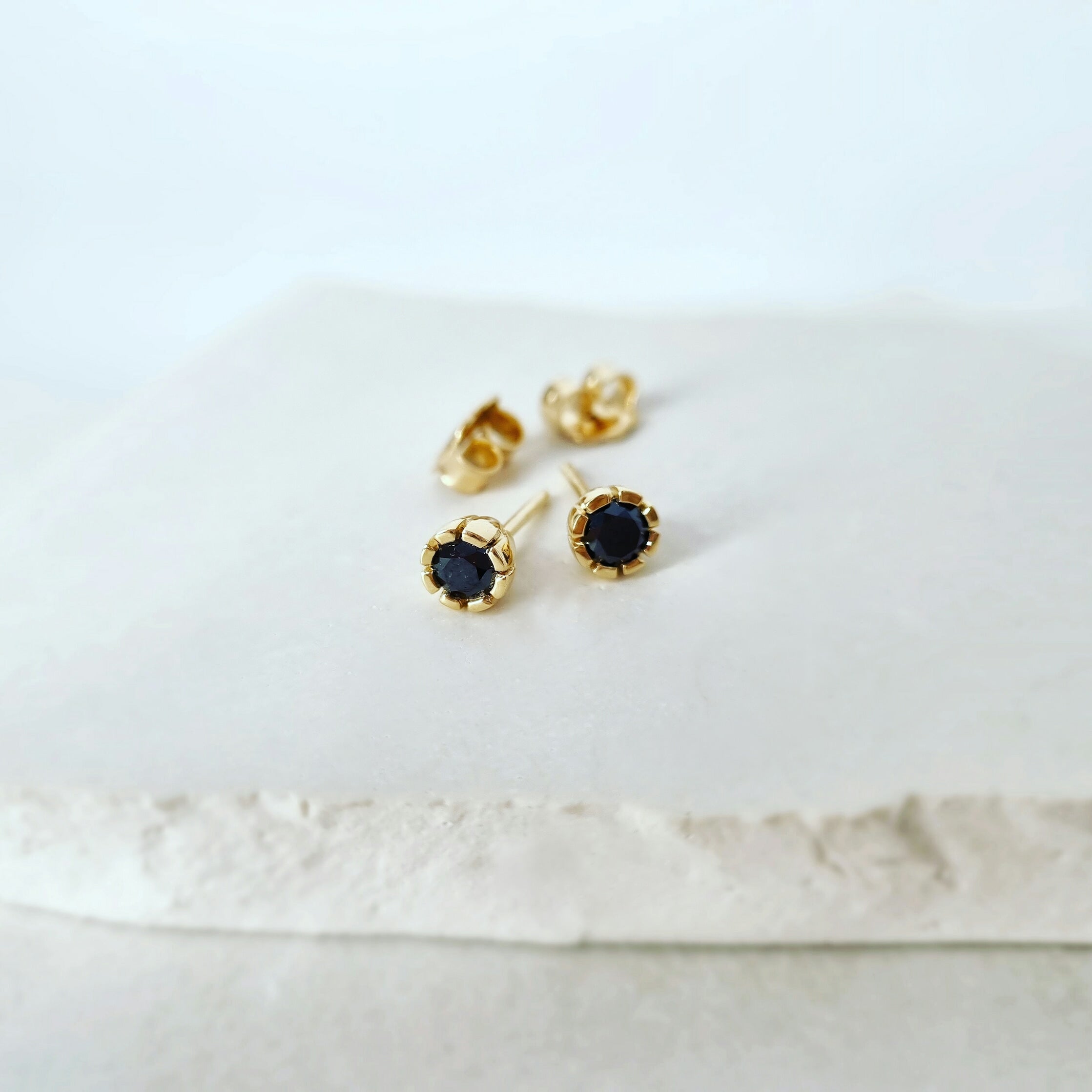 Elevate Your Everyday: 9ct Yellow Gold Black Diamond Studs