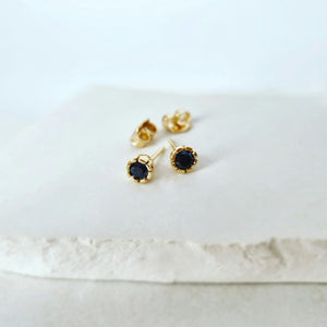 Black Diamond Stud in 9ct Yellow Gold