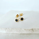 Black Diamond Stud in 9ct Yellow Gold